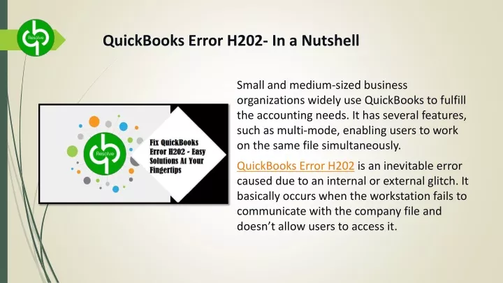 quickbooks error h202 in a nutshell