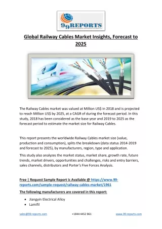 Global Railway Cables Market Insights, Forecast to 2025