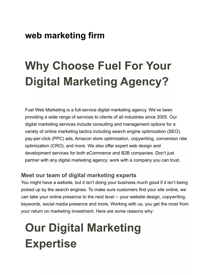 web marketing firm