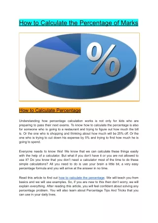 How to Calculate the Percentage