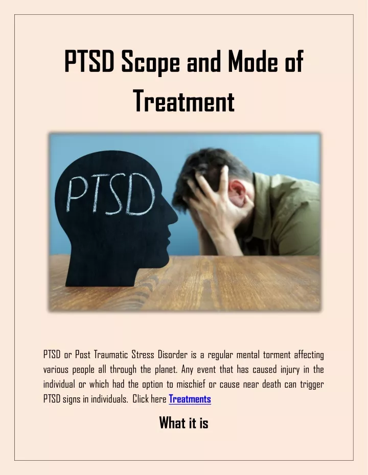 ptsd scope and mode of treatment