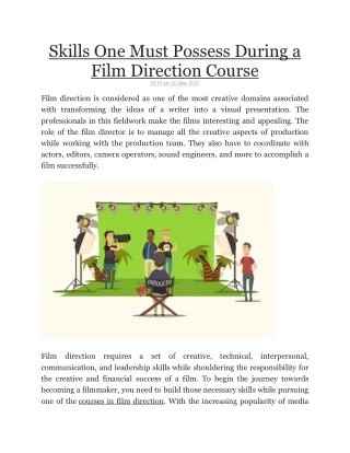 Skills One Must Possess During a Film Direction Course