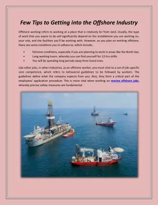 few tips to getting into the offshore industry