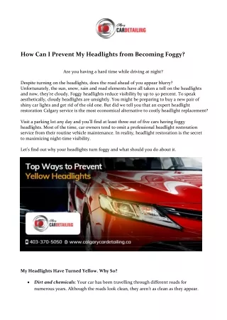 how can i prevent my headlights from becoming