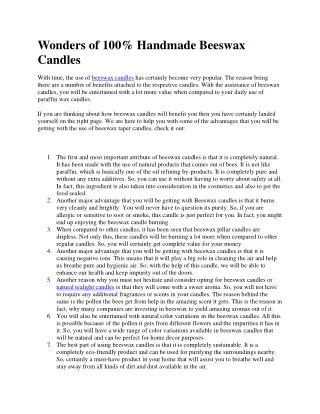 Wonders of 100% Handmade Beeswax Candles-converted