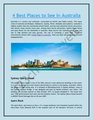 4 Best Places to See in Australia