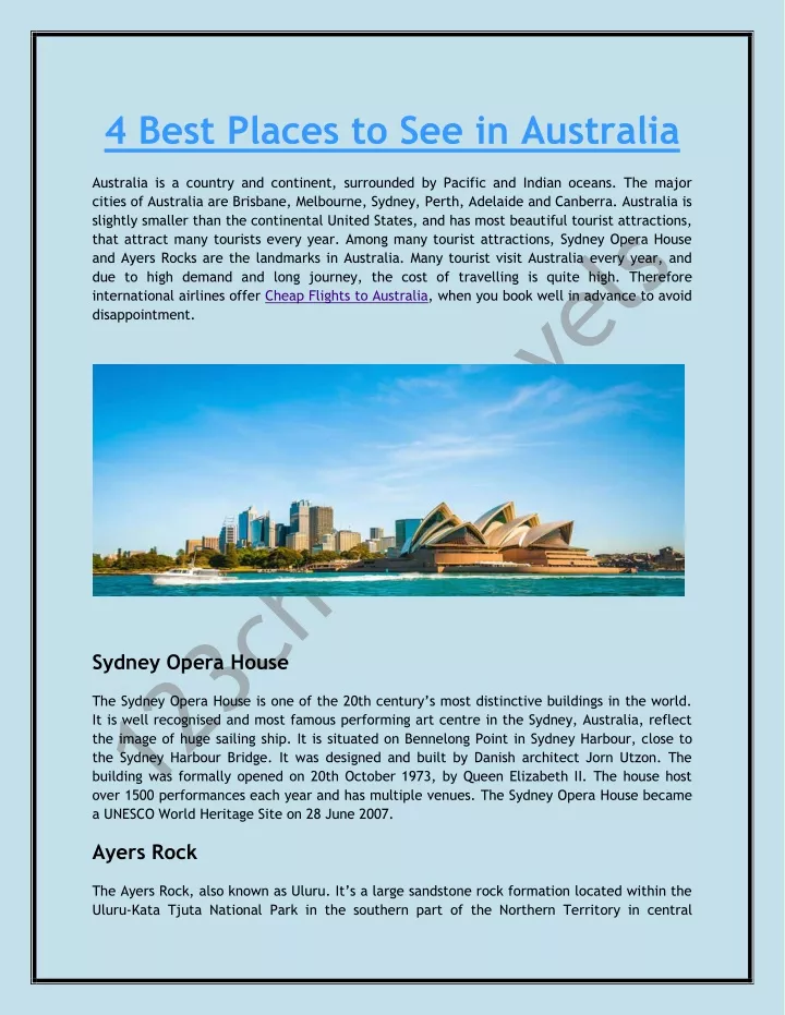 4 best places to see in australia