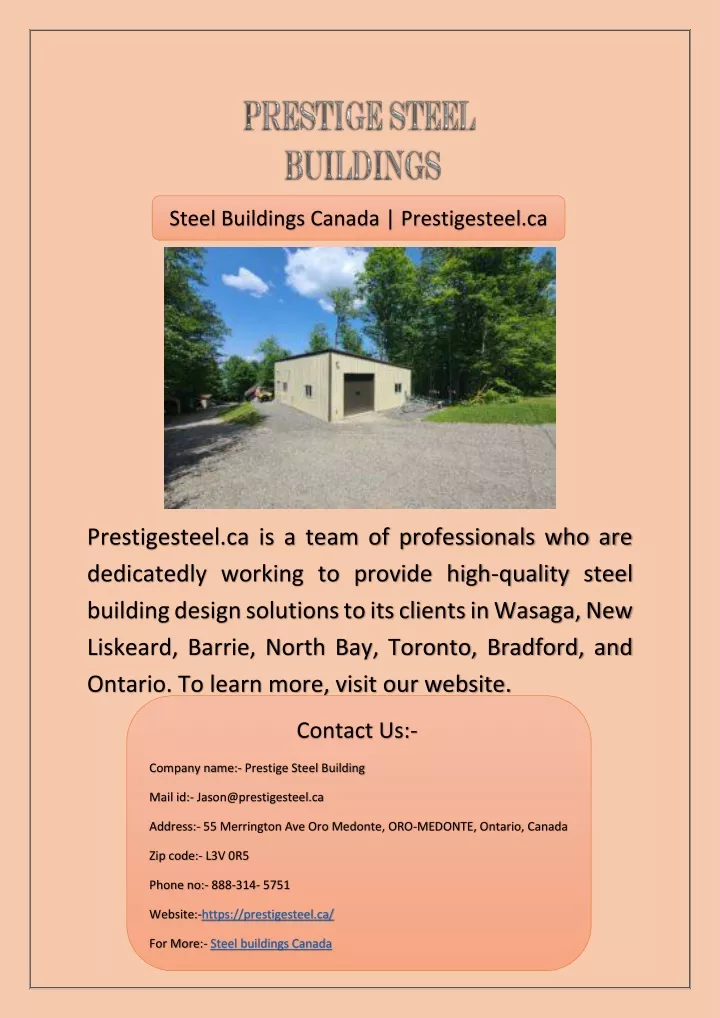 steel buildings canada prestigesteel ca