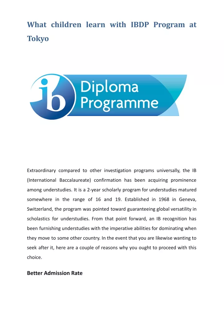 what children learn with ibdp program at