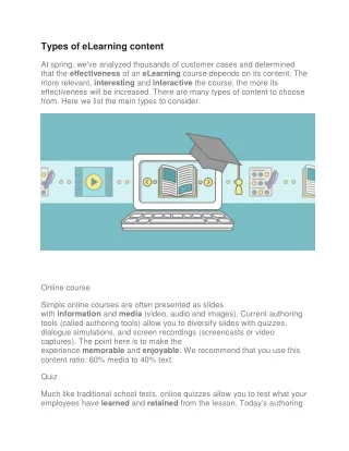 Types of eLearning content