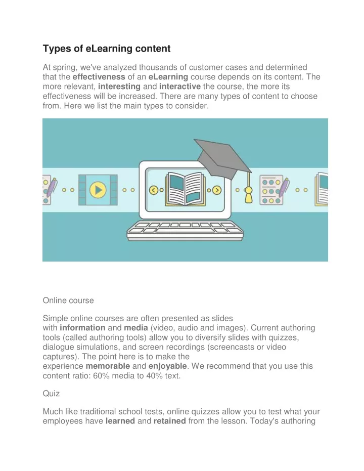 types of elearning content