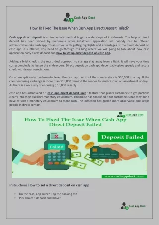 How To Fixed The Issue When Cash App Direct Deposit Failed