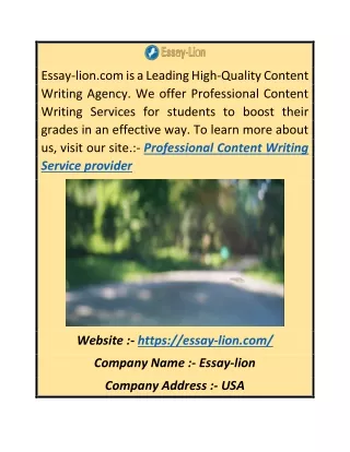Professional Content Writing Service Provider | Essay-lion.com