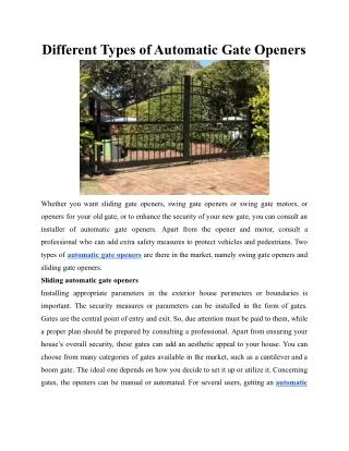 Different Types of Automatic Gate Openers