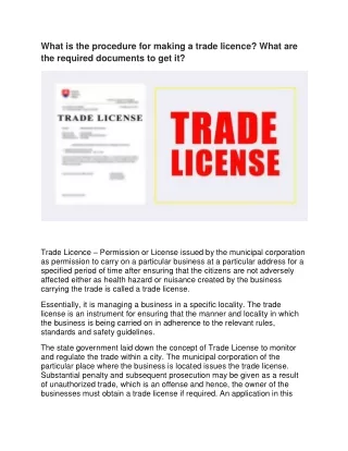 What is the procedure for making a trade licence? What are the required documents to get it?