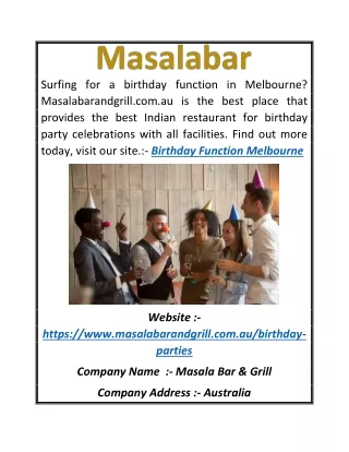 Birthday Function Melbourne | masalabarandgrill.com.au