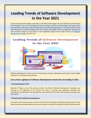 Leading Trends of Software Development in the Year 2021