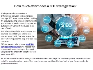 how much effort does a seo strategy take