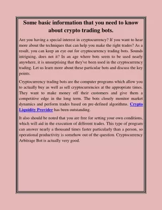 Some basic information that you need to know about crypto trading bots
