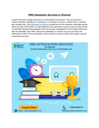 HRD Attestation Services in Chennai PEC