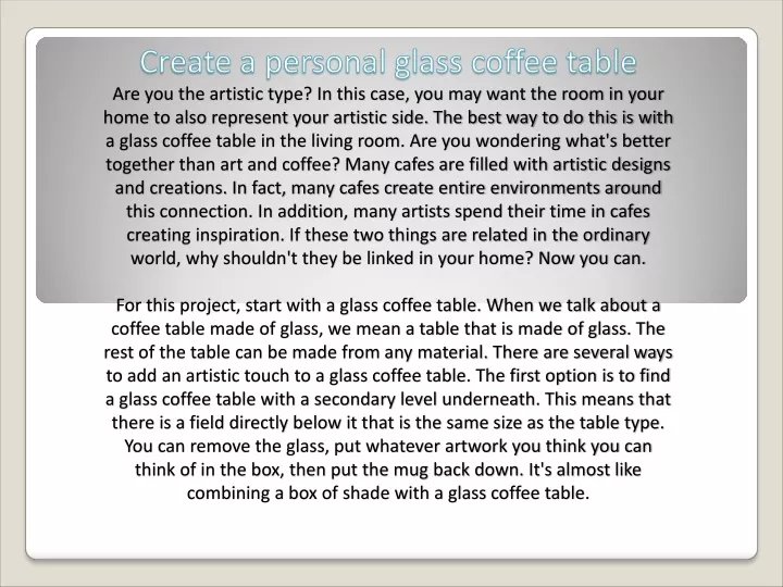 create a personal glass coffee table