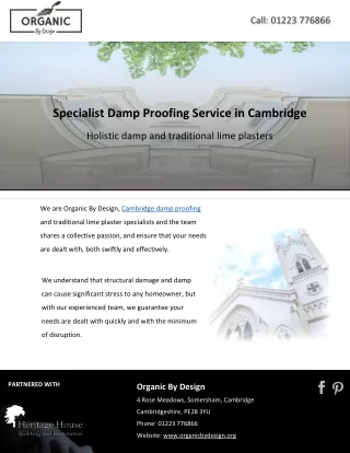 Specialist Damp Proofing Service in Cambridge