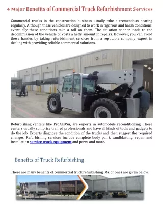 4 Major Benefits of Commercial Truck Refurbishment Services