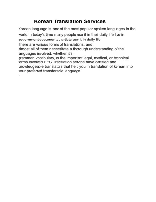 Korean Translation Services