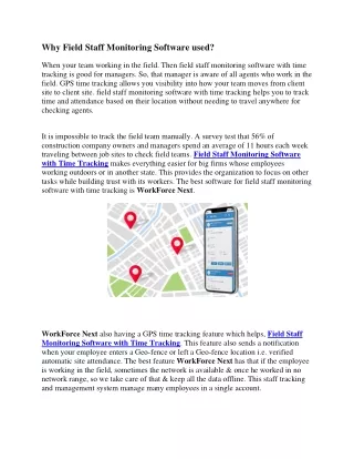 Why Field Staff Monitoring Software used