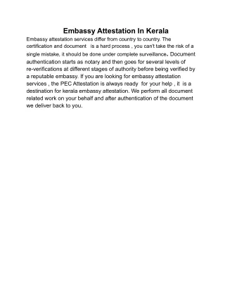 Embassy Attestation in Kerala