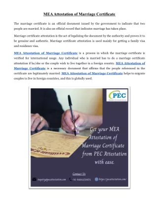 MEA Attestation of Marriage Certificate