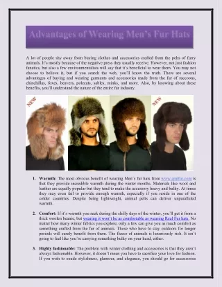 advantages of wearing men s fur hats