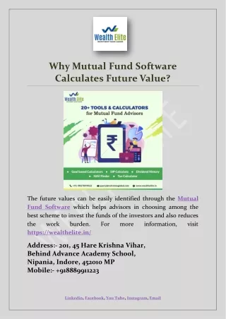 why mutual fund software calculates future value
