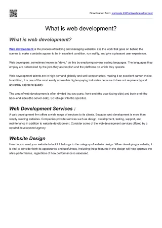 What is web development?