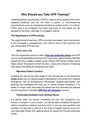 why should you take cpr training