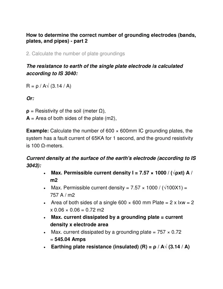 how to determine the correct number of grounding