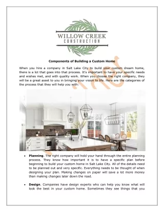 components of building a custom home