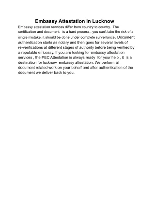 Embassy Attestation in Lucknow