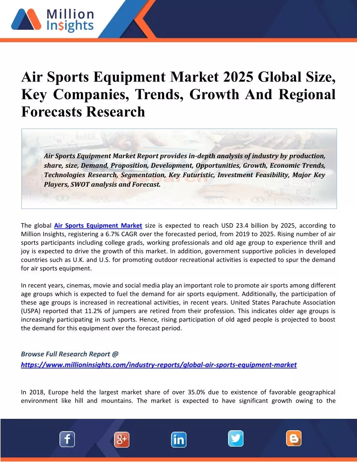 air sports equipment market 2025 global size