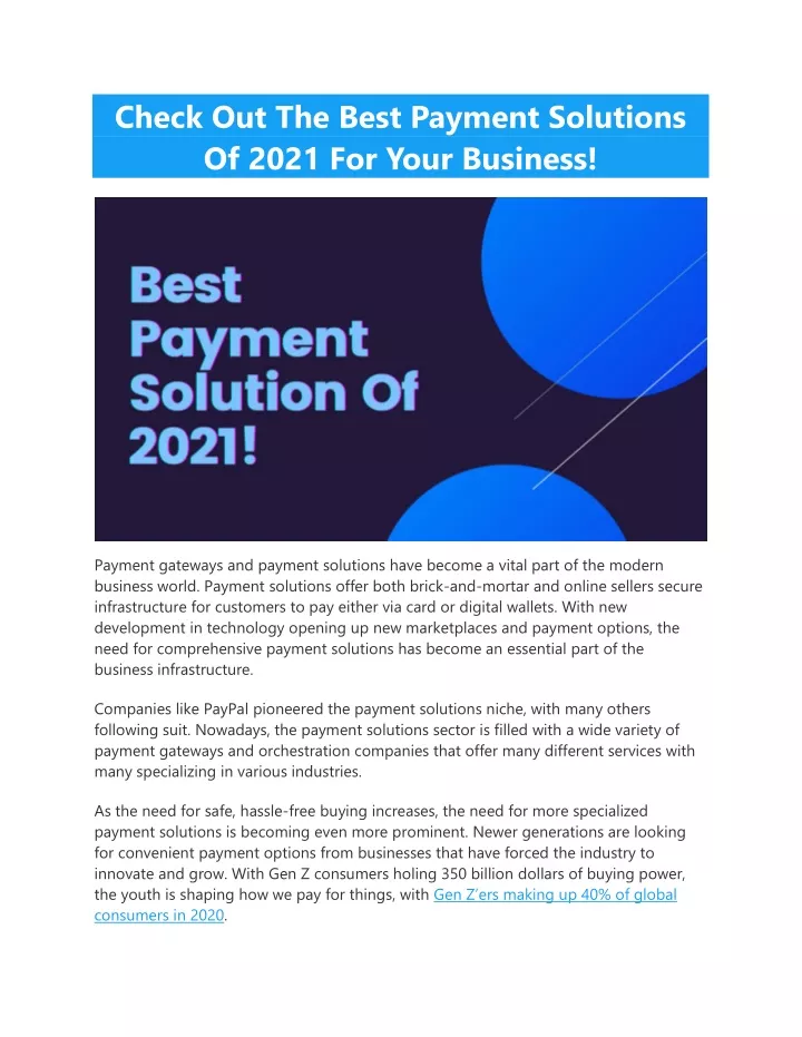 check out the best payment solutions of 2021