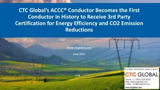 ACCC Conductor Receive 3rd Party Certification for Energy Efficiency and CO2 Emission Reductions