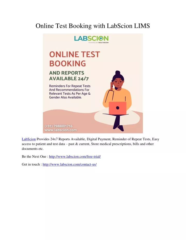 online test booking with labscion lims