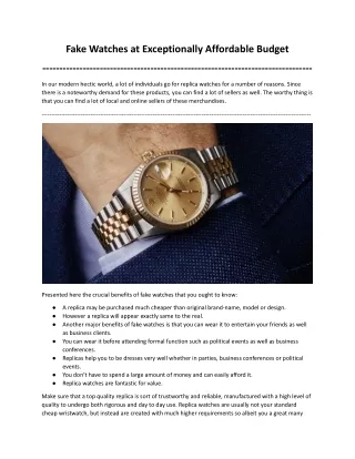 fake watches at exceptionally affordable budget
