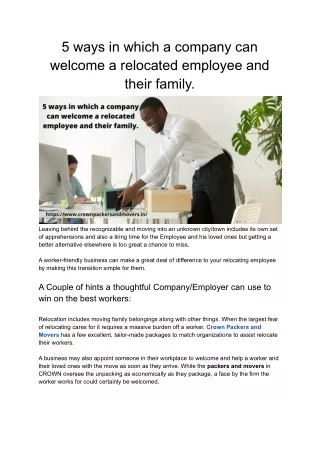 5 ways in which a company can welcome a relocated employee and their family