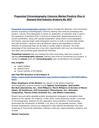 prepacked chromatography columns market predicts