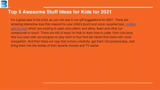 Top 5 Awesome Stuff Ideas for Kids for 2021