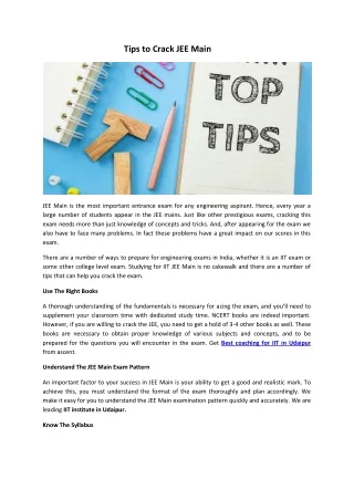 Tips to Crack JEE Main