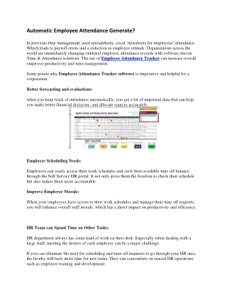 Automatic Employee Attendance Generate