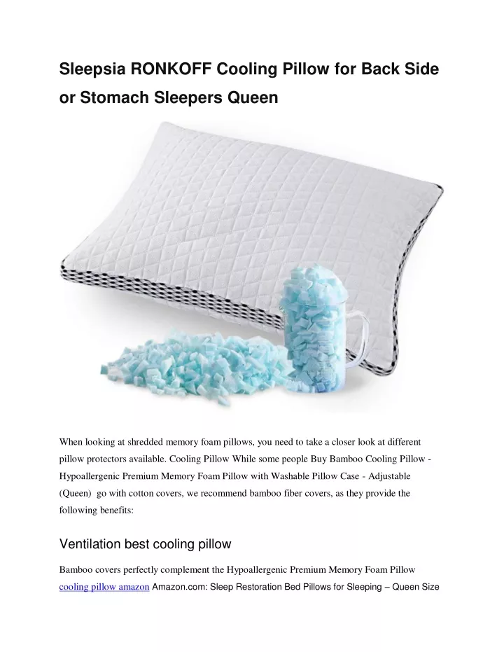 sleepsia ronkoff cooling pillow for back side