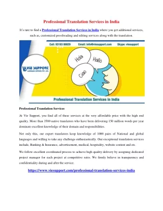 Professional Translation Services in India